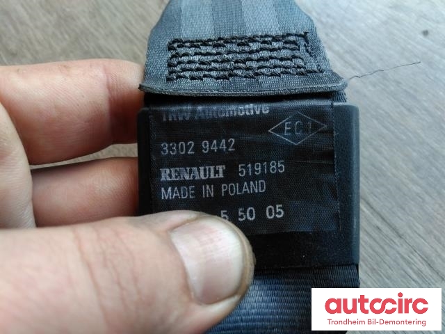 Sikkerhetsbelte bak midtre til Renault Modus 2006-2008  (TRW|519185|33029442|8200215903)