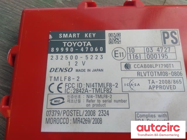 Styreenhet nøkkelfri/keyless til Toyota Prius 2009-2016 (Type III) (COMBI) (COMBI) (DENSO|8999047060|89990-47060|232500-5223)