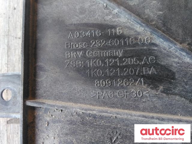 Kjølevifte elektrisk til Audi A3 2009-2012 (Type II, Fase 2)  (..|1K0121205AC|1K0121207BA|1K0959455FB)
