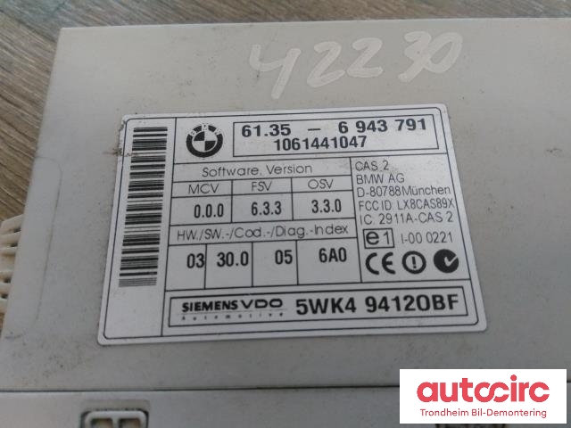 Styreenhet diverse til BMW 5-Serie 2003-2010 (E60/E61) (E60/E61) (SIEMENS/VDO|51210032903|61356943791|5WK494120BF)