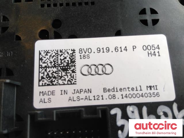 Bilstereo navigasjon betjeningspanel til Audi A3 2012-2016 (Type III, Fase 1) (..|8V0919614P|)