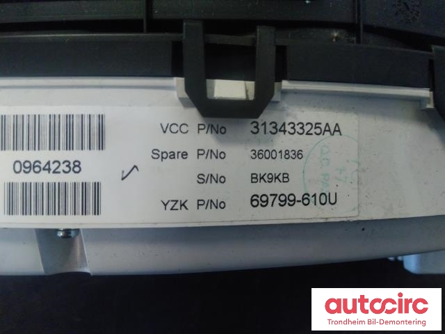 Instrumentpanel til Volvo V60 2010-2013 (Type I, Fase 1)  (..|31343325AA|69799-610U|36001836)