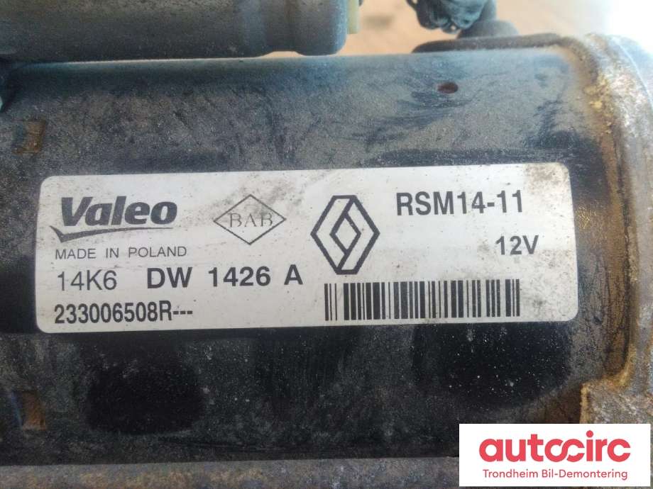 Starter diesel til Dacia Duster 2010-2017 (Type I) (VALEO|233006508R|233007689R|RSM14-11)