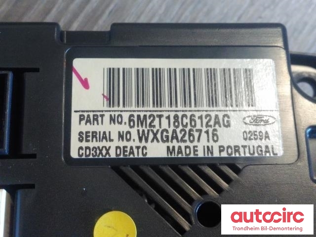 Varmeapparat betjening til Ford S-Max 2006-2010 (Type I, Fase 1)  (..|6M2T-18C612-AG|6M2T-18C612-AH|1466060)