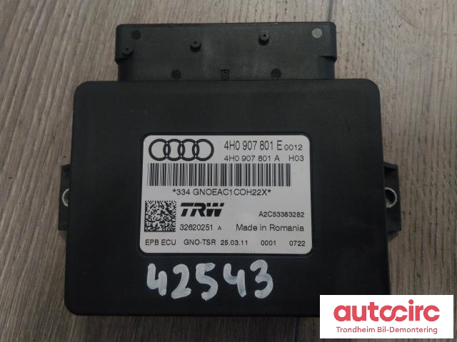 Styreenhet elektrisk parkbrems (EPB - Electric Parking Brake) til Audi A7 2010-2014 (Type I, Fase 1)  (TRW|4H0907801E|4H0907801A|32620251A)