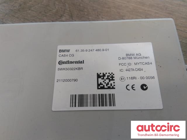 Styreenhet diverse til BMW X3 2010-2017 (F25) (F25) (CONTINENTAL|9247480|61356809374|61 35 6 809 374| 61.35-9247480.9-01| 5WK50322KBR)