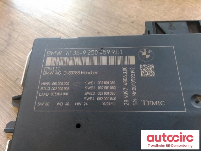 Styreenhet diverse til BMW X3 2010-2017 (F25) (F25) (TEMIC|9250459|61.35-9250459.9.01|28.4097-4806.3.00)