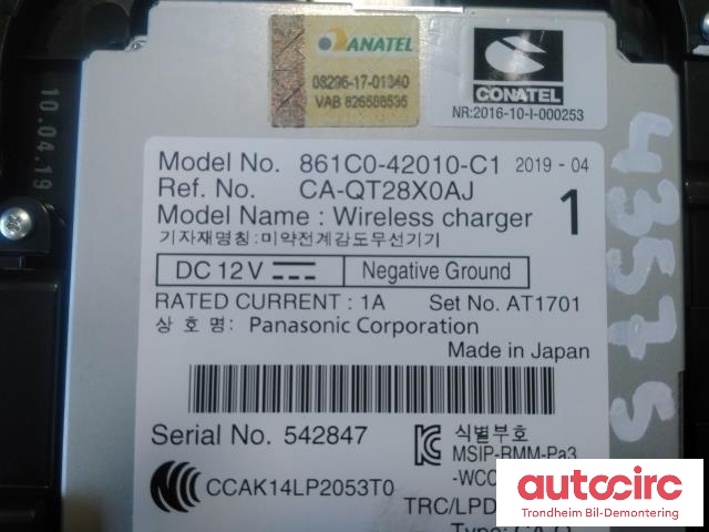 Dashbord telefon til Toyota RAV4 2019-->> (Type V)  (PANASONIC CORPORATION|861C042010C1|861C0-42010-C1|)