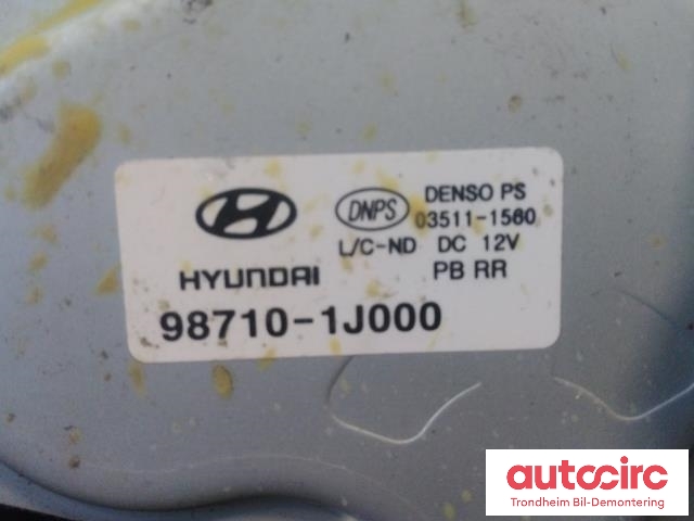 Viskermotor bakrute til Hyundai i20 2009-2014 (Type I)  (DENSO|987001J500|98700-1J500|98710-1J000)