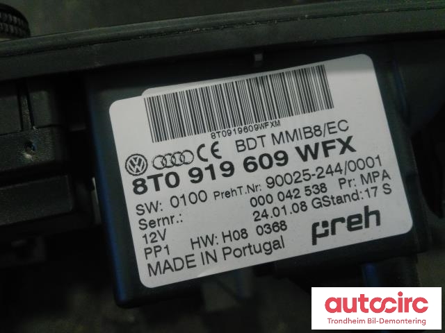 Bilstereo navigasjon betjeningspanel til Audi A5 2007-2016 (Type I)  (PREH|8T0919609WFX|90025-244|8T0919611)