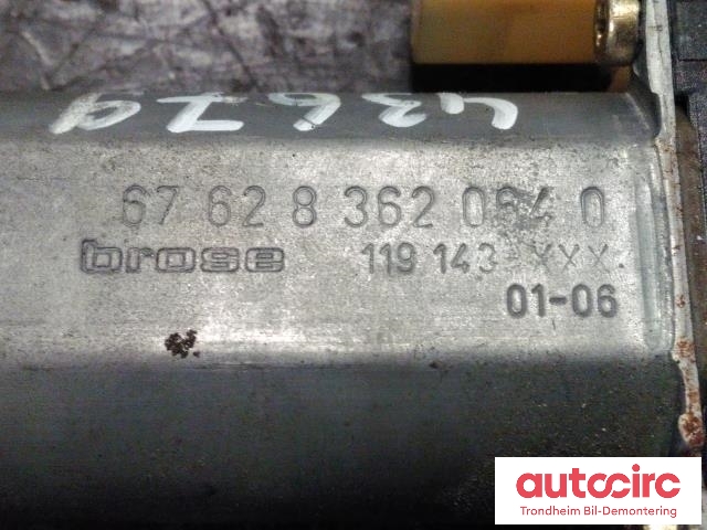 Ruteheis, kun motor, høyre bak til BMW X5 2000-2006 (E53) (E53) (BROSE|8362064|67628362064|119143-XXX)
