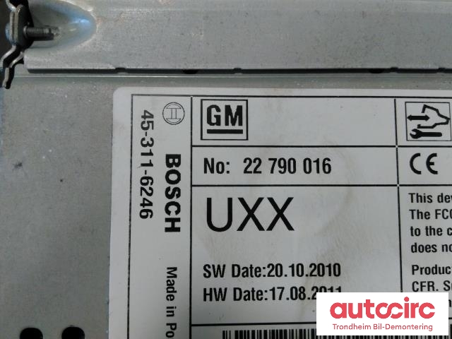 Bilstereo navigasjon spiller til Opel Insignia A 2009-2014  (BOSCH|22790016|453116246|7612034261)
