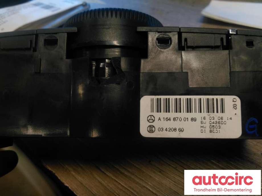 Varmeapparat betjening bak til Mercedes ML 2005-2011 (W164) (W164) (..|A1648700189|03420860|)