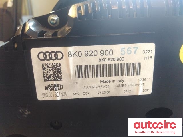 Instrumentpanel til Audi A4 2007-2014 (Type IV) (B8) (B8) (MAGNETI MARRELI|8K0920900|8K0920900A|8K0920900AX)