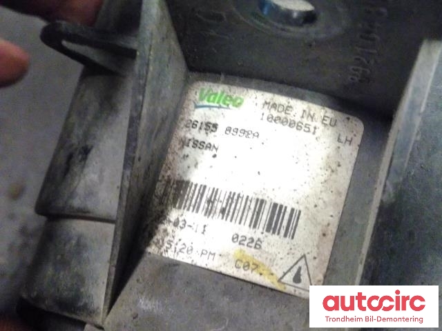 Tåkelykt venstre foran til Nissan Qashqai 2010-2014 (Type I, Fase 2)  (VALEO|261558992A|10000651|)