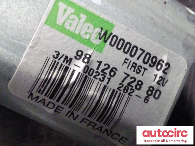 Viskermotor bakrute til Peugeot Expert 2016-->> (Type III)  (VALEO|9812672880|W000070962|)