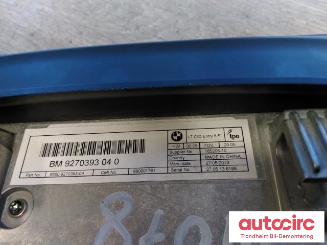 Bilstereo navigasjon skjerm til BMW 3-Serie 2012-2018 (F30/F31/F34) (F30/F31/F34) (..|9270393|65509270393|)