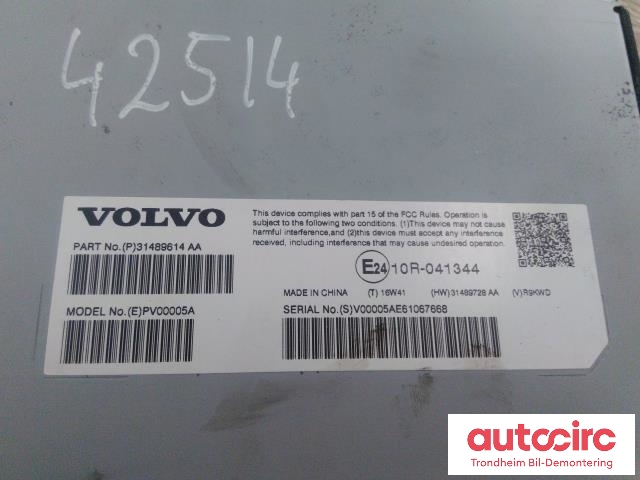 Bilstereo forsterker til Volvo V90 / V90 CC / S90 2016-->>  (...|31489614 AA|31489728|36012702)