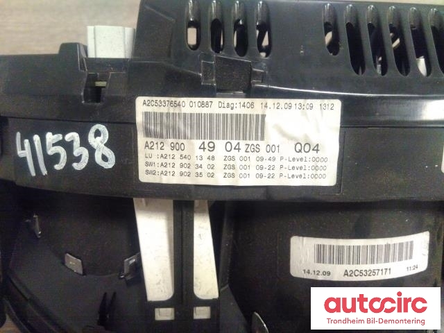 Instrumentpanel til Mercedes E-Klasse 2009-2013 (Fase 1) (W212) (W212) (...|A2129004904|A2C53257171|)