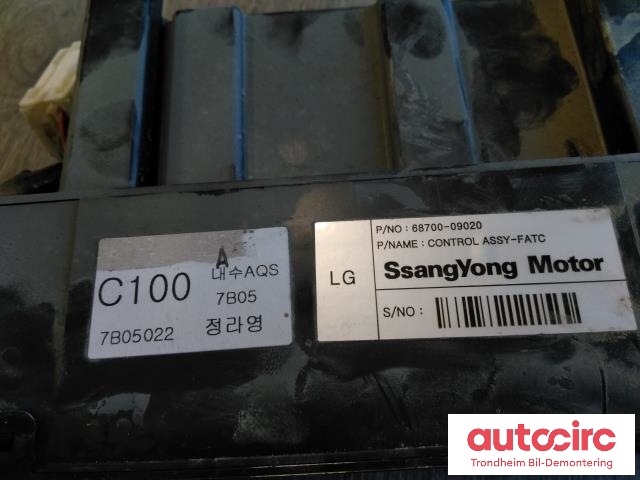 Varmeapparat betjening til SsangYong Actyon 2007-2013 (..|68700-09020|)