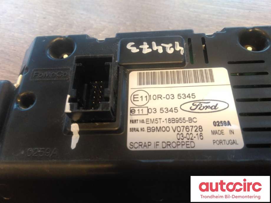 Bilstereo navigasjon skjerm til Ford Transit Custom 2013-2023 (Type I)  (..|EM5T-18B955-BC|EM5T-18B955-BD|2014481)