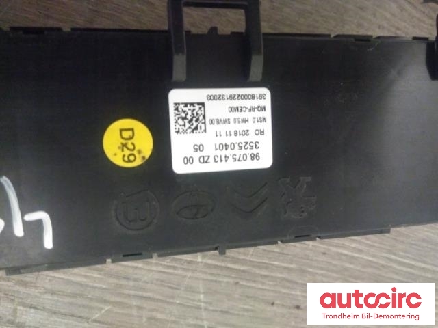 Varmeapparat betjening til Citroën Jumpy 2016-->> (Type III)  (...|98075413ZD|98340409ZD|)