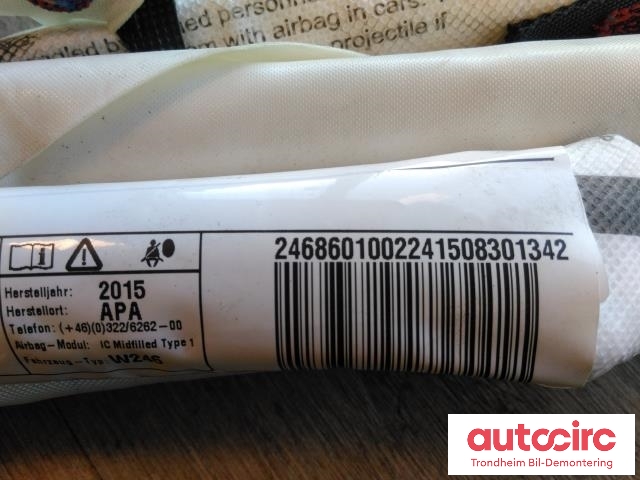 Airbag gardin høyre til Mercedes B-Klasse, electric drive 2014-2018 (W242) (W242) (..|A2468601002|BAMPT1-1615|)