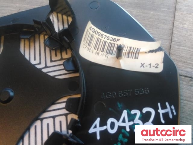 Speilglass høyre til Audi A6 2011-2014 (Type IV, Fase 1) (C7) (C7) (..|4G0857536|4G0857536F|)