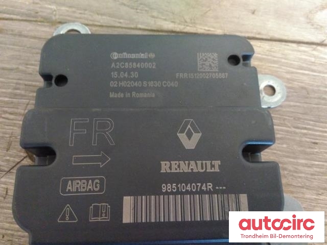 Styreenhet airbag hovedsensor til Renault Zoe 2013-2019 (Fase 1)  (CONTINENTAL|985104074R|A2C85840002|)