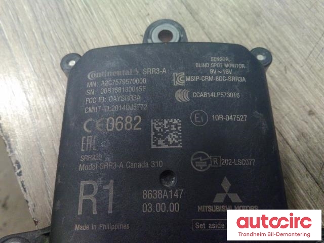 Sensor blindsone til Mitsubishi Outlander 2015-->> (Type III, Fase 2)  (CONTINENTAL|8638A147|A2C7579570000|)