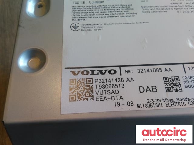 Bilstereo navigasjon til Volvo XC60 2017-->> (Type II)  (MITSUBISHI ELECTRIC|32141428AA|32141085|36011667)