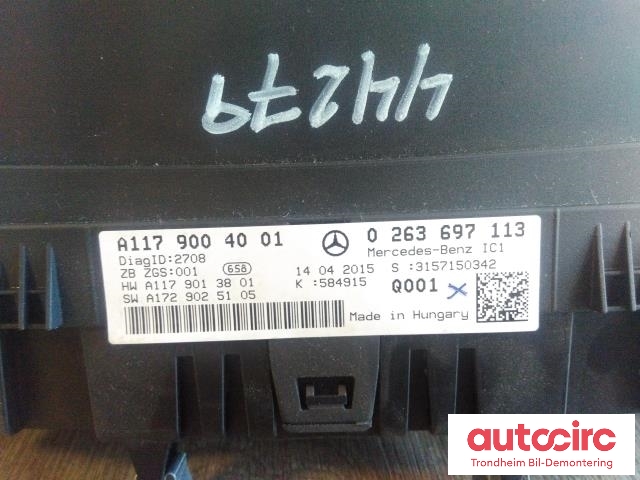 Instrumentpanel til Mercedes CLA 2013-2019 (C117) (C117) (BOSCH|A1179004001|0263697113|A1179007301)
