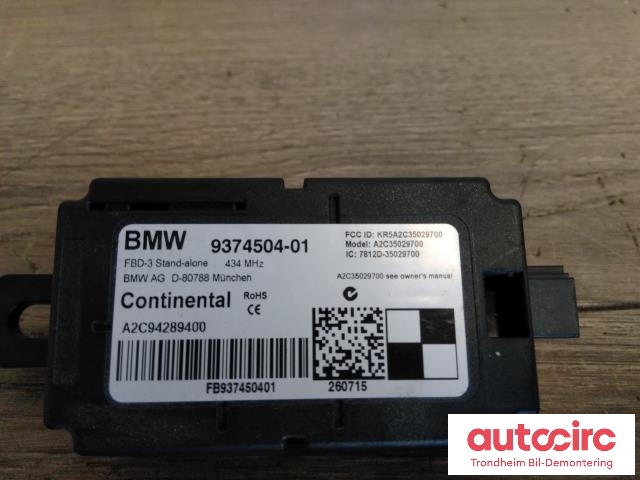 Styreenhet diverse til BMW 3-Serie 2012-2018 (F30/F31/F34) (F30/F31/F34) (CONTINENTAL|61359397846|9374504-01|A2C94289400)