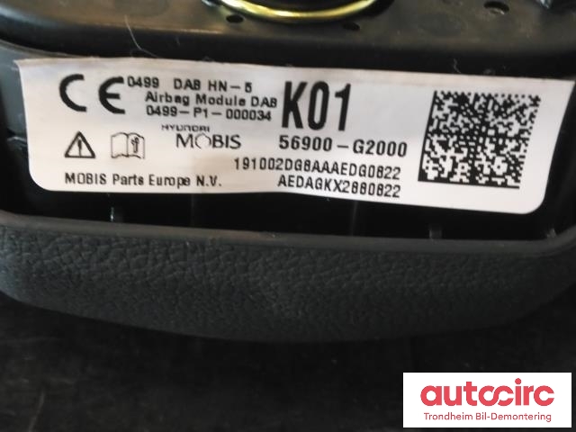 Airbag rattpute til Hyundai Ioniq Electric 2019-->> (Fase 2)  (MOBIS|56900G2500T9Y|56900-G2500-T9Y|56900G2000)
