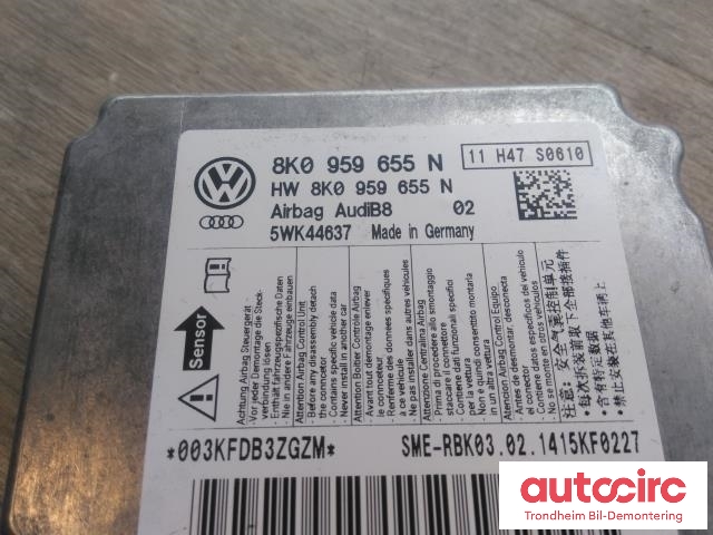 Styreenhet airbag hovedsensor til Audi A4, Allroad 2009-2016 (Type I) (B8) (B8) (..|8K0959655N|5WK44637|)