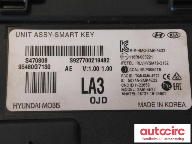 Styreenhet nøkkelfri/keyless til Hyundai Ioniq Electric 2019-->> (Fase 2)  (MOBIS|95480G7130|S470808|)