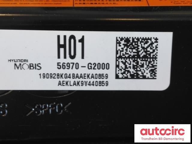 Airbag kne til Hyundai Ioniq Electric 2019-->> (Fase 2)  (MOBIS|56970G2000T9Y|56970-G2000-T9Y|56970-G2000)