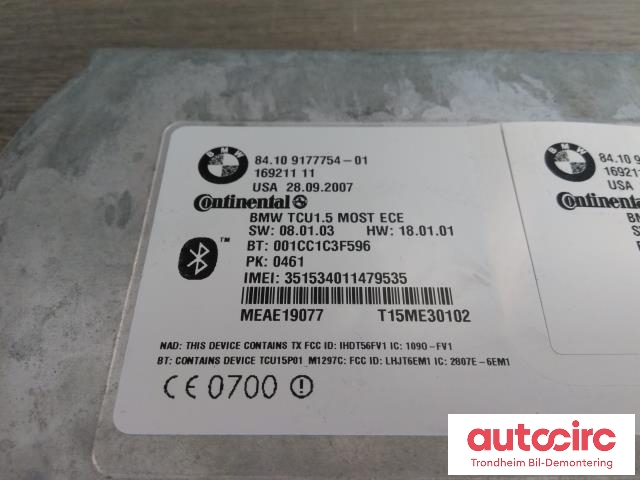 Styreenhet bluetooth til BMW X5 2007-2013 (E70) (E70) (CONTINENTAL|84109193857|84109219824|84109177754)