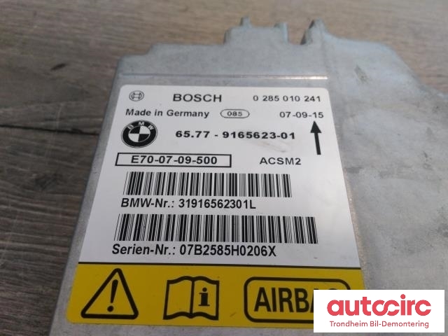 Styreenhet airbag hovedsensor til BMW X5 2007-2013 (E70) (E70) (BOSCH|65779240083|65779165623|0285010241)