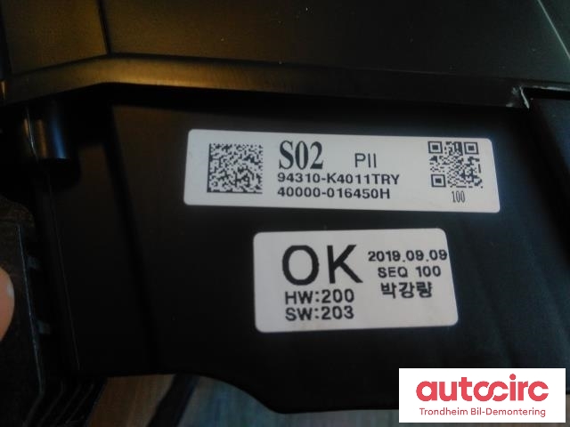 Instrument head-up display (HUD) til Hyundai Kona 2017-2021 (Type I, Fase 1)  (..|94310-K4011TRY|94310K4011TRY|40000-016450H)