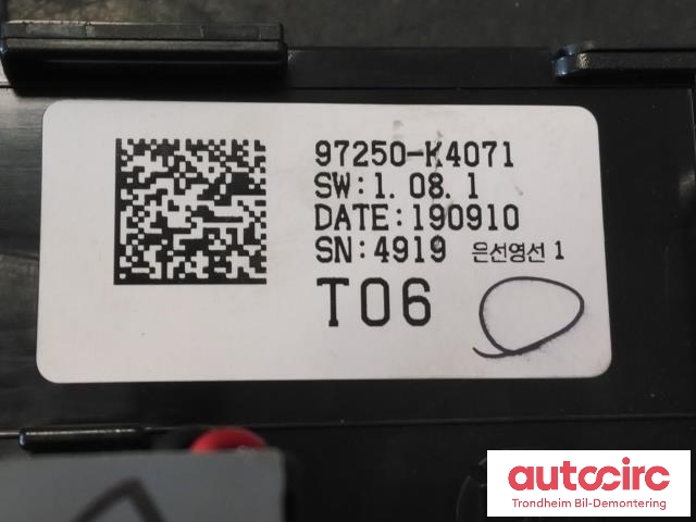 Varmeapparat betjening til Hyundai Kona 2017-2021 (Type I, Fase 1)  (PB|97250-K4071|97250-K4071SPS|97250K4071SPS)