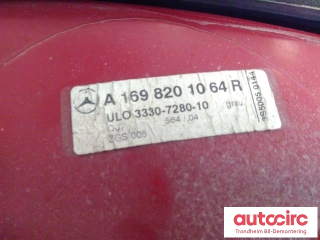 Baklykt høyre til Mercedes A-Klasse 2005-2012 (W169) (W169) (..|A1698201064|A 169 820 10 64|)