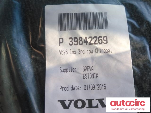 Gulvmatte bak til Volvo XC90 2015-2025 (Type II)  (TIL BAKERSTE RAD|39842269|)