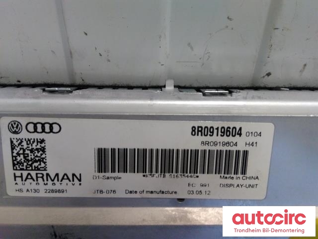 Bilstereo navigasjon skjerm til Audi RS5 2010-2014 (HARMAN|8R0919604A|8R0919604|)