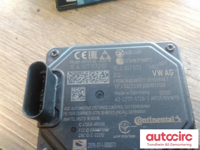 Sensor radar til VW ID.3 2020-->>  (CONTINENTAL|1EA907572D|1EA907572G|1EA 907 572 D| 1EA 907 572 G| A2-C777-5720-3)