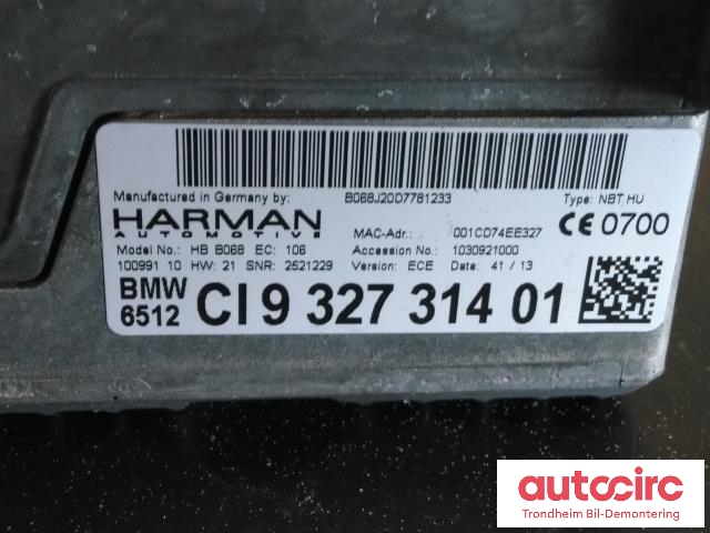 Bilstereo navigasjon til BMW 5-Serie 2010-2017 (F10/F11) (F10/F11) (HARMAN AUTOMOTIVE|6512 9327314|10099110|65126826785)