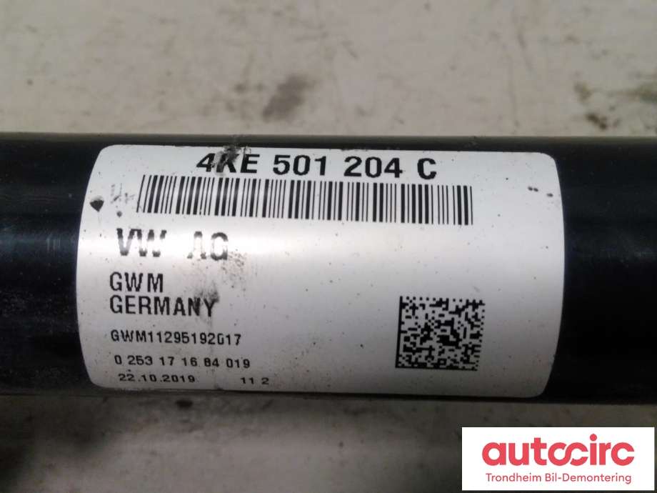 Drivaksel høyre bak, elbil til Audi e-tron 2018-->>  (..|4KE501204C|4KE 501 204 C|)