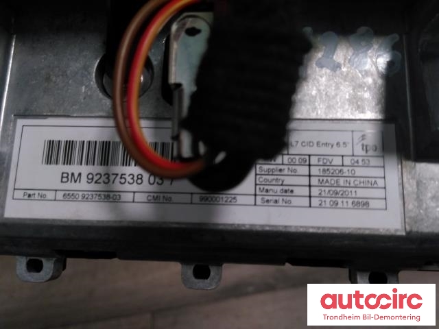 Multimedia display (MCU - Media Controller Unit) til BMW 1-Serie 2011-2015 (Fase 1) (F20/F21) (F20/F21) (...|9237538037|9270391|65509270391)