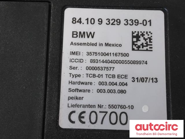 Styreenhet bluetooth til BMW 5-Serie 2010-2017 (F10/F11) (F10/F11) (..|9322954|84109322954|84109362848)