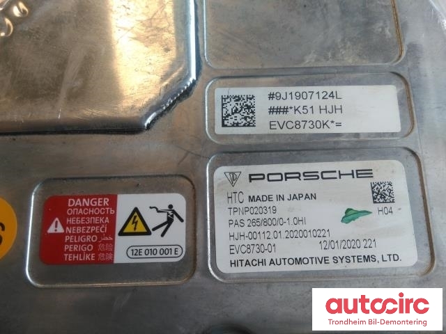 Motor power controller elbil (EPCU/PDM) til Porsche Taycan 2019-->> (HITACHI AUTOMOTIVE|9J1907124L|EVC8730-01|)